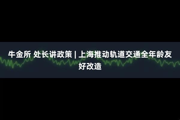 牛金所 处长讲政策 | 上海推动轨道交通全年龄友好改造