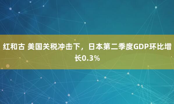 红和古 美国关税冲击下，日本第二季度GDP环比增长0.3%