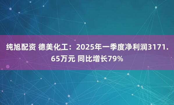 纯旭配资 德美化工：2025年一季度净利润3171.65万元 同比增长79%